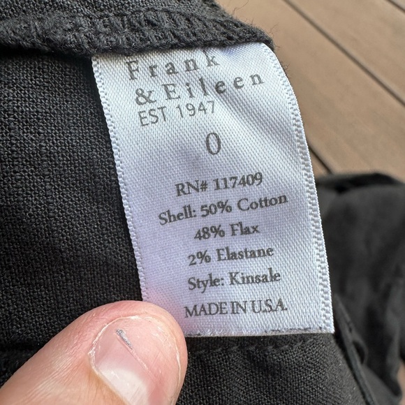 Frank and Eileen KINSALE Black, Italian Performance Linen pants size 0 - Picture 3 of 9